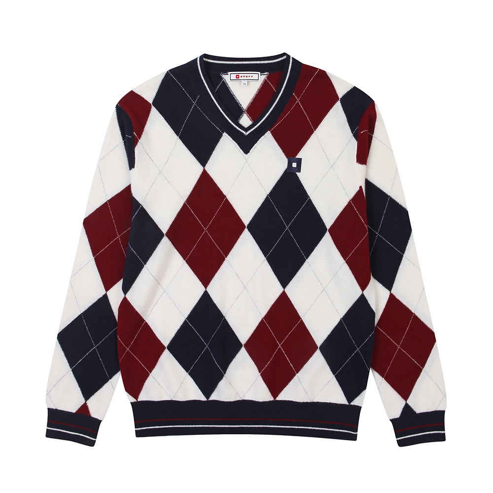 [온오프골프웨어] 남성 아가일 캐시미어 스웨터 OF2402GB