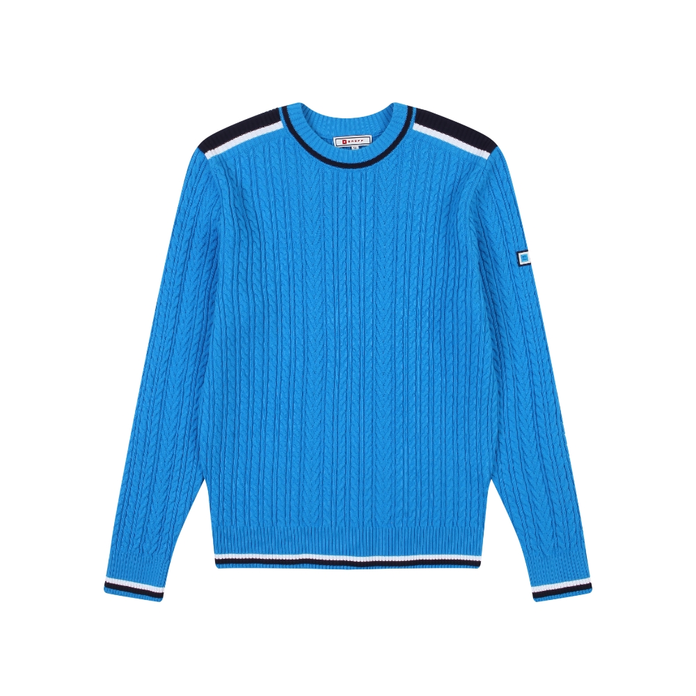 [온오프골프웨어] 남성 케이블 변형 라운드 스웨터 OF2403GA_BLUE