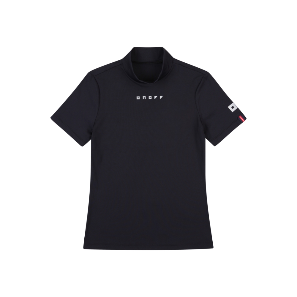 [온오프골프웨어] 여성 골지 하이넥 반팔 티셔츠 OF9513LA_BLACK
