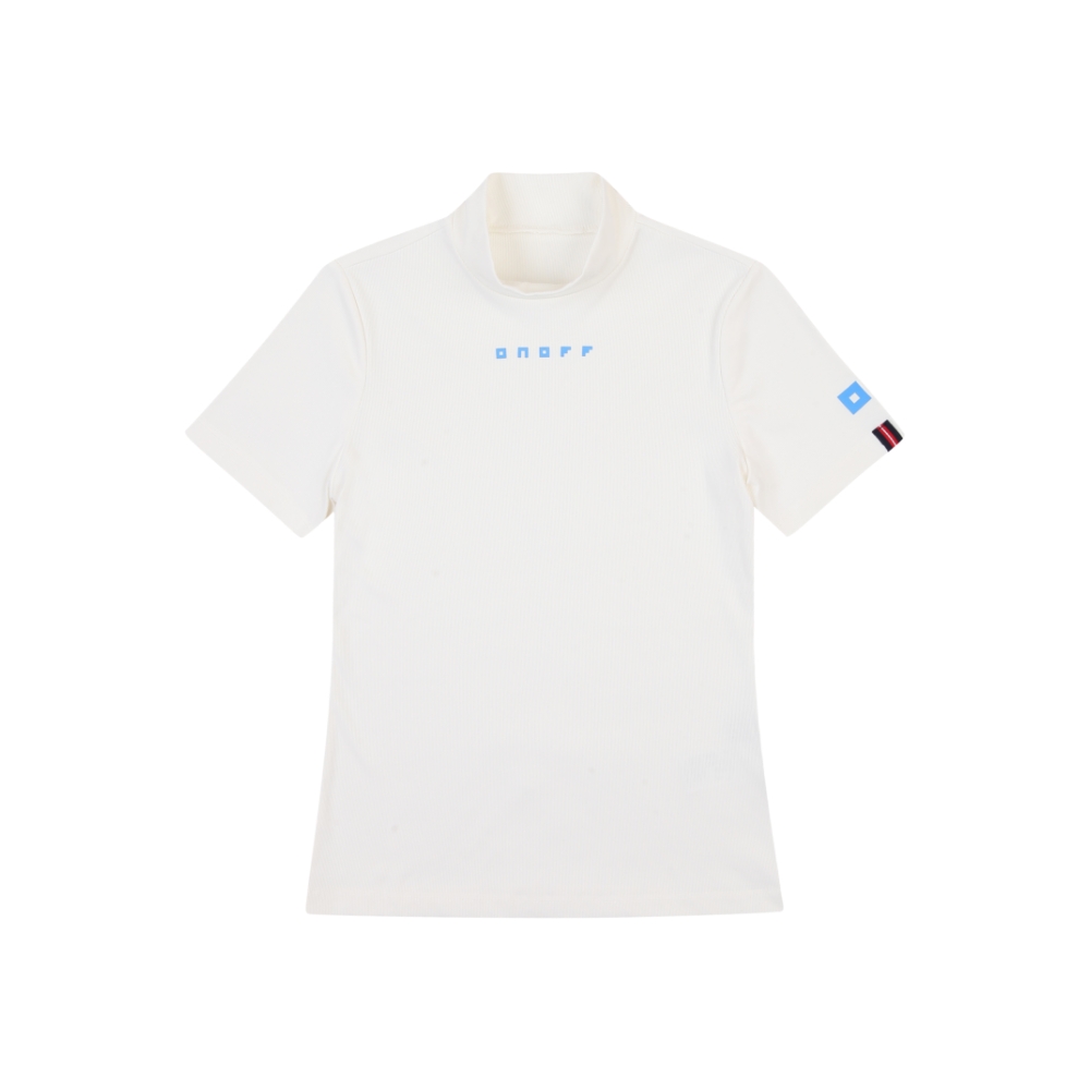 [온오프골프웨어] 여성 골지 하이넥 반팔 티셔츠 OF9513LA_WHITE