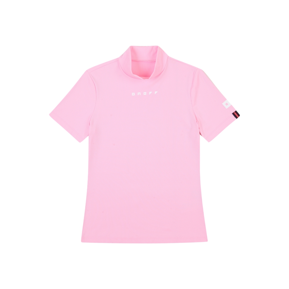 [온오프골프웨어] 여성 골지 하이넥 반팔 티셔츠 OF9513LA_PINK