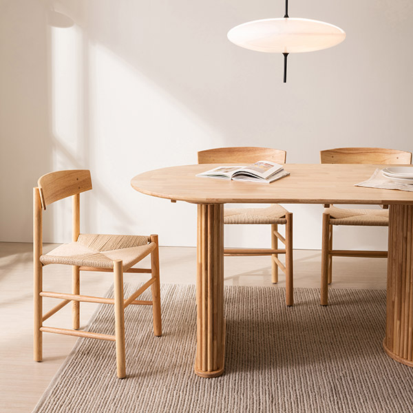 스칸디아 모먼트 템바보드 식탁 테이블 세트(라탄 의자)